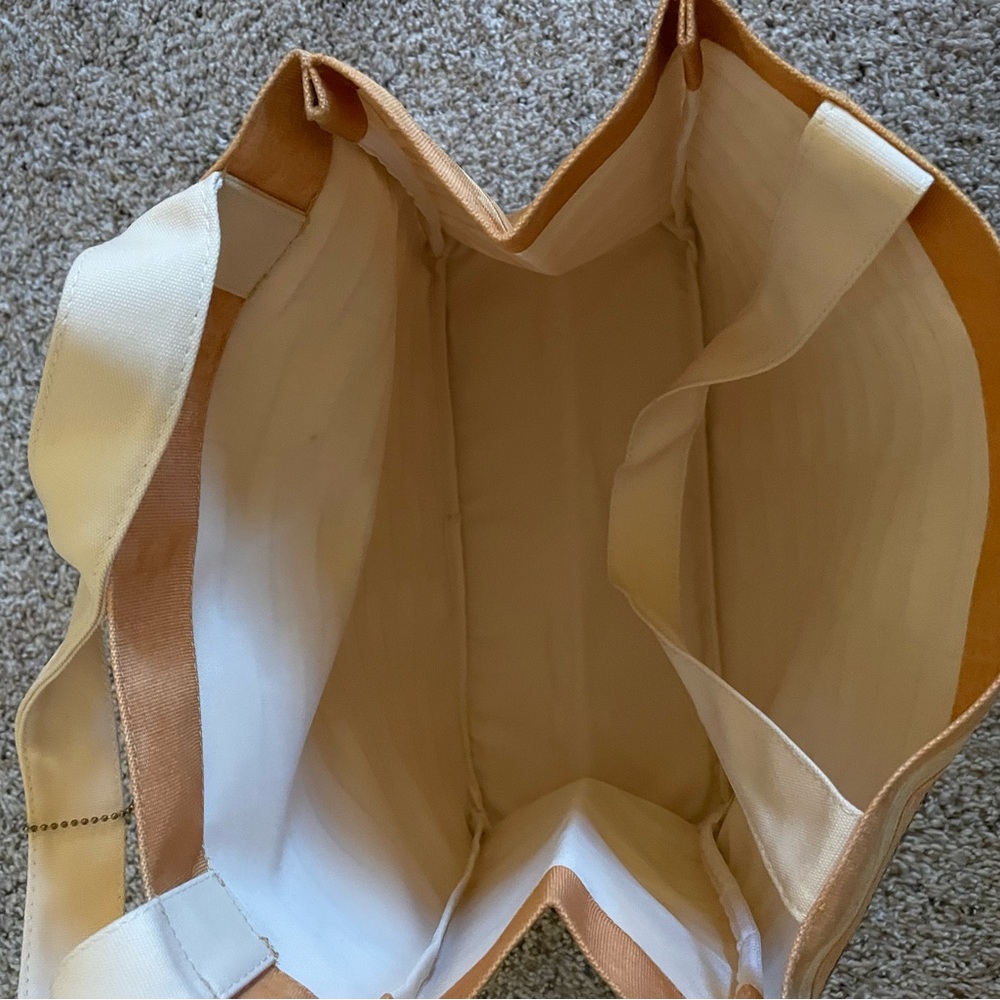Longaberger Tan Woven-Style Tote with Cream Straps - Picture 7 of 7